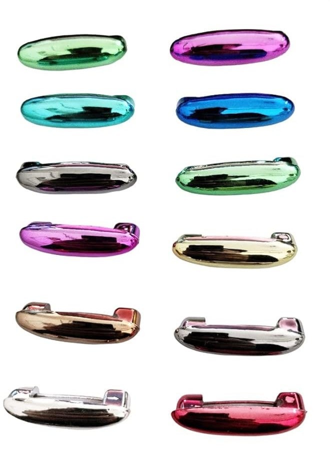 Rinpoche Oval Shape Plastic Safety Brooch Pins Scarf Pin Muslim Hijab Sari Pin Buckle Accessories for Women's and Girl's (Mutlicolor) (Pack Of 12) - Image 1